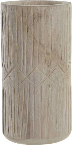 Shoppartners Bloemenvaas Van Paulownia Hout Naturel 15 X 30 Cm - Vazen