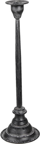 Clayre & Eef Kandelaar Ø 11*37 Cm Zwart Ijzer Kaarsenstandaard Kaarsenhouder Zwart Kaarsenstandaard Kaarsenhouder