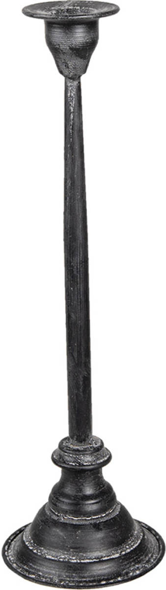 Clayre & Eef Kandelaar Ø 11*37 Cm Zwart Ijzer Kaarsenstandaard Kaarsenhouder Zwart Kaarsenstandaard Kaarsenhouder