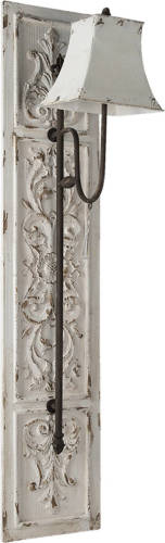 Clayre & Eef Wandlamp 30*43*148 Cm E27/max 1*40w Wit Hout, Ijzer Muurlamp Sfeerlamp Wit Muurlamp Sfeerlamp