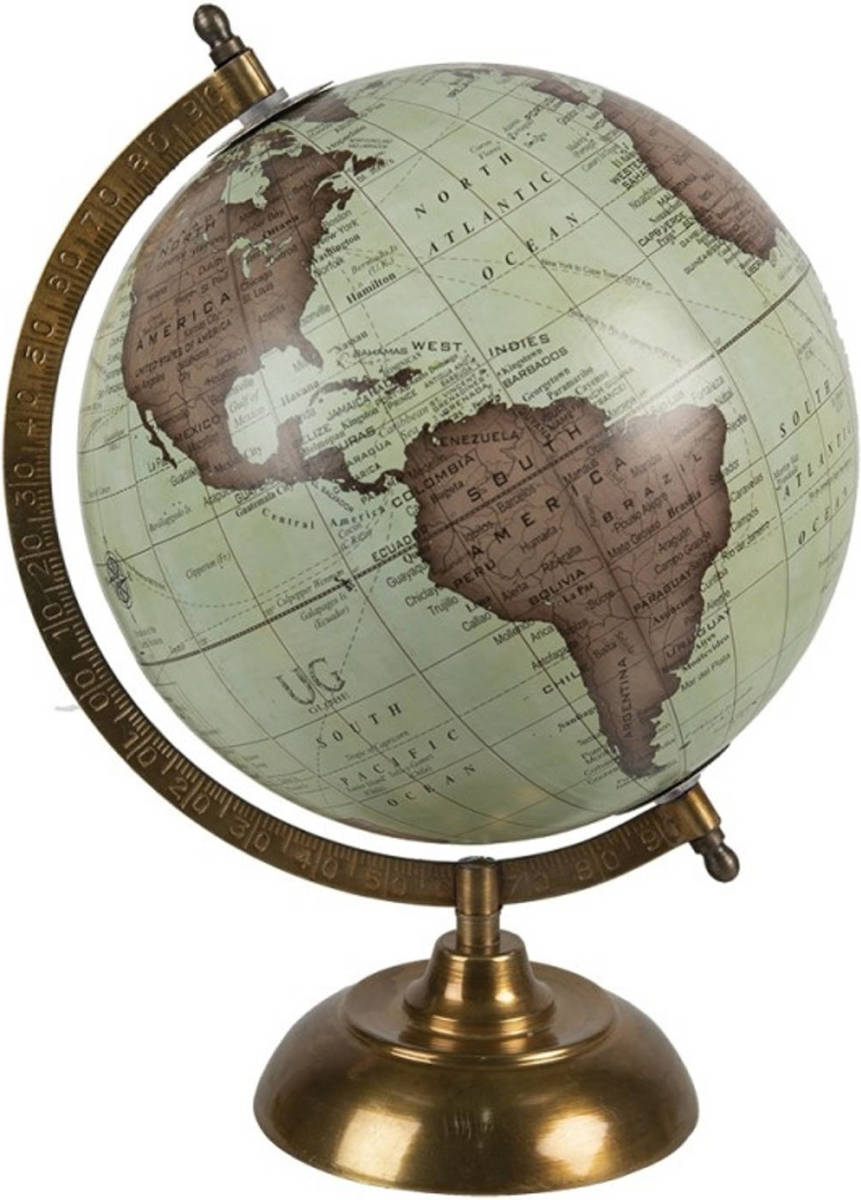 Clayre & Eef Groene Wereldbol/globe 22*22*33 Cm 64903