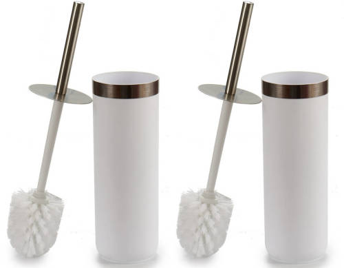 Shoppartners Set Van 2x Stuks Toiletborstel/wc-borstel Wit Kunststof 38,5 Cm - Toiletborstels