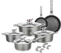 Swiss Pro+ 14-delige Pannenset Van Gegoten Aluminium Grijs