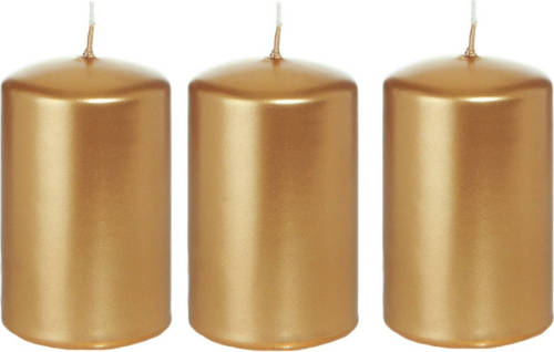 Shoppartners 3x Kaarsen Goud 5 X 8 Cm 18 Branduren Sfeerkaarsen - Stompkaarsen