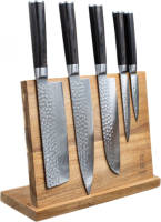 Shinrai Japan Hammered Damast Br 5-delige Damascus Messenset + Acacia Houder 1