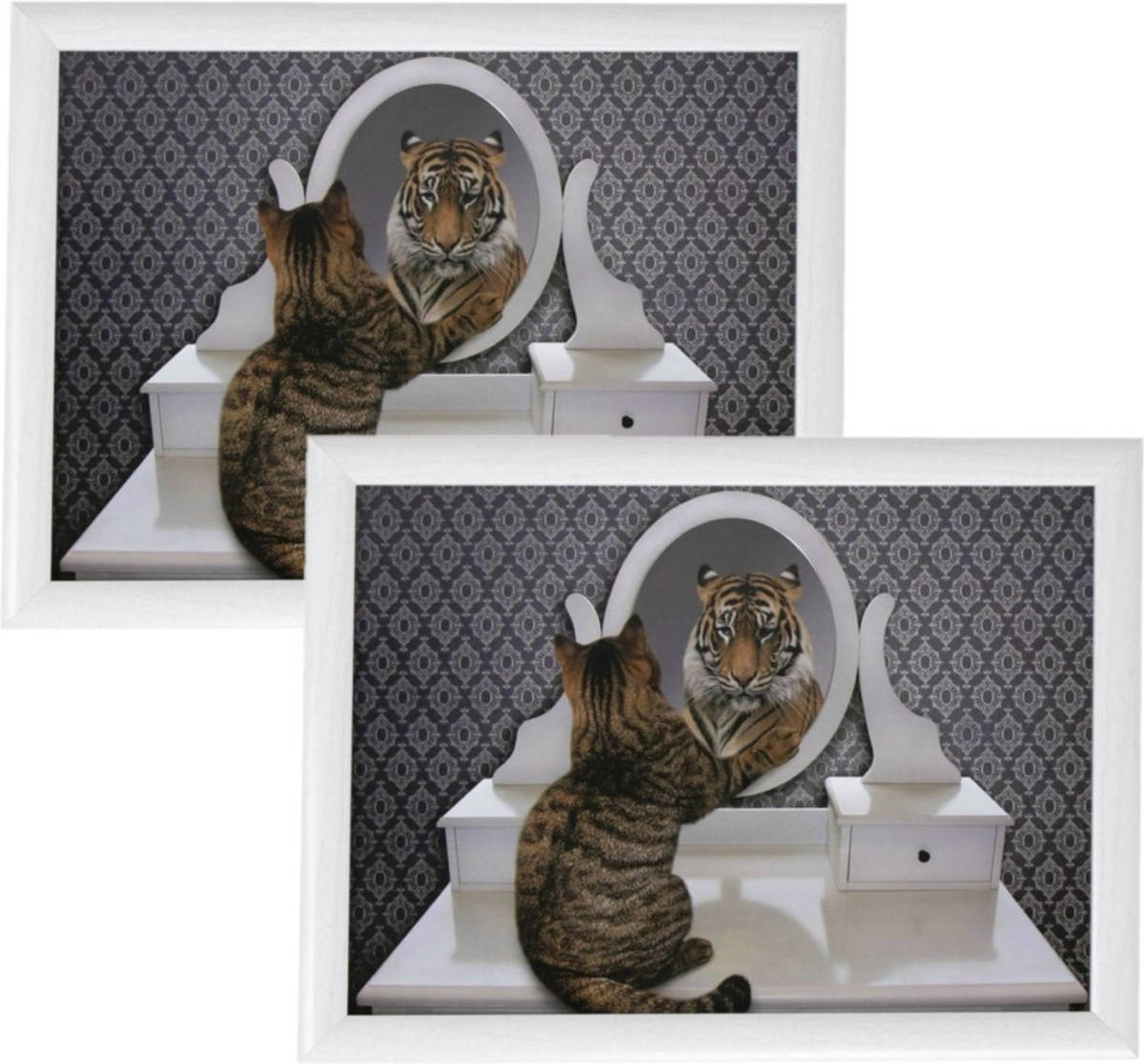 Mars & More 2x Stuks Schootkussens/laptrays Grappige Kat En Tijger Print 43 X 33 Cm - Dienbladen
