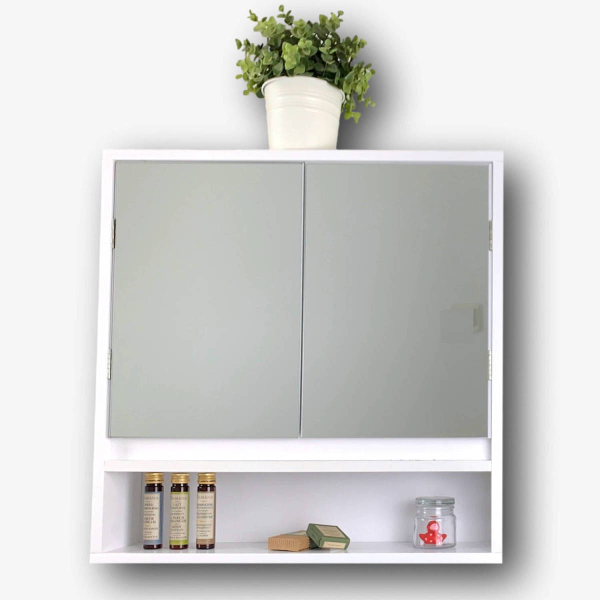 Zenzee Spiegelkast - Spiegelkast Badkamer - Spiegel - Wit - B56 X D13 X H58 Cm