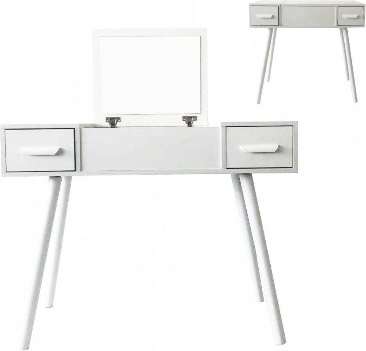 VDD Kaptafel - Opmaaktafel - Toilettafel - Inklapbare Spiegel - Wit