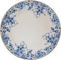 Clayre & Eef Servies Dinerbord Ø 26*2 Cm Blauw Porselein Rond Bloemetjes Eetbord Wit Eetbord