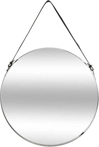 Atmosphera Spiegel/wandspiegel Rond D38 Cm Metaal Zwart Met Riem - Spiegels