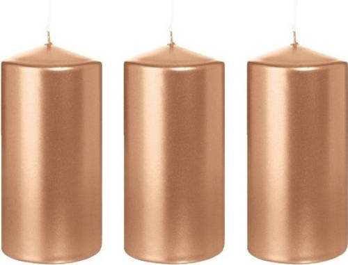 Shoppartners 3x Kaarsen Rosegoud 6 X 12 Cm 40 Branduren Sfeerkaarsen - Stompkaarsen