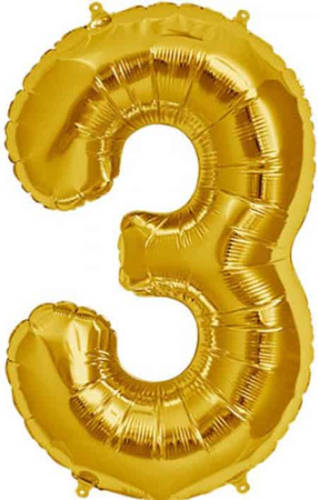 WAYS TOYS Cijfer 3 Goud Helium 86cm