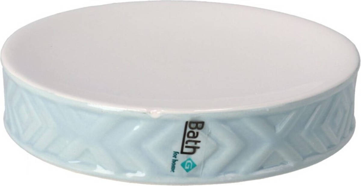 Shoppartners Zeephouder/zeepbakje Blauw/wit Keramiek 10 Cm - Zeephouders