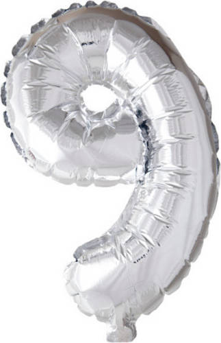 Massamarkt Wefiesta Folieballon Cijfer '9' 40 Cm Zilver