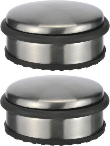 Shoppartners 2x Stuks Deurstoppers Rond Metaal 10 X 4 Cm - Deurstop/deurvastzetter
