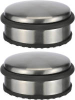 Shoppartners 2x Stuks Deurstoppers Rond Metaal 10 X 4 Cm - Deurstop/deurvastzetter