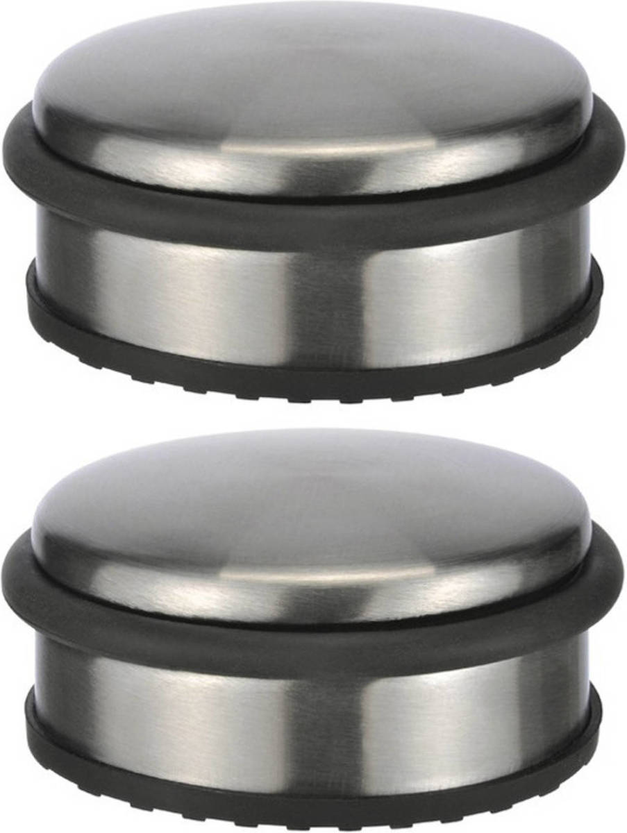 Shoppartners 2x Stuks Deurstoppers Rond Metaal 10 X 4 Cm - Deurstop/deurvastzetter