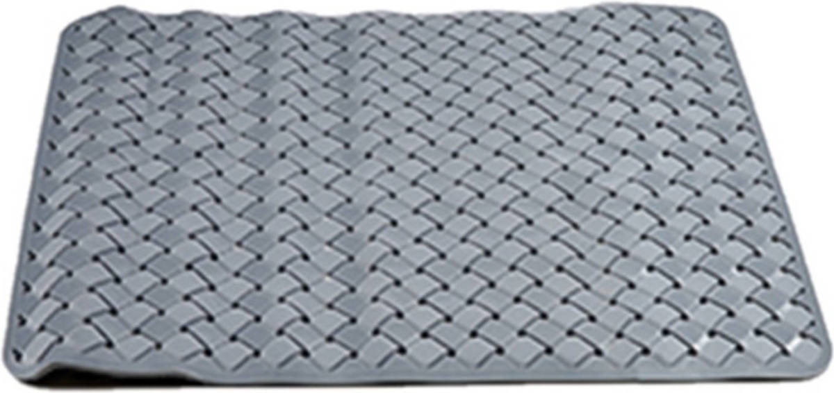 Dobeno Badmat/douchemat Anti-slip Steengrijs Geweven Patroon 50 X 50 Cm - Badmatjes