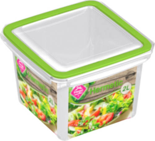 Hega Hogar 3x Voorraad/vershoudbakjes 2 Liter Transparant/groen Plastic - Vershoudbakjes