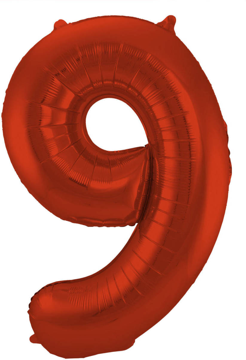 Folat Folieballon Cijfer 9 Metallic Mat 86 Cm Rood