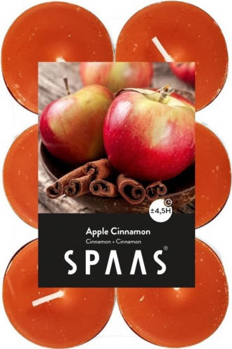 Shoppartners 12x Theelichten Appel/kaneel Geurkaarsen Apple Cinnamon 4,5 Branduren - Geurkaarsen