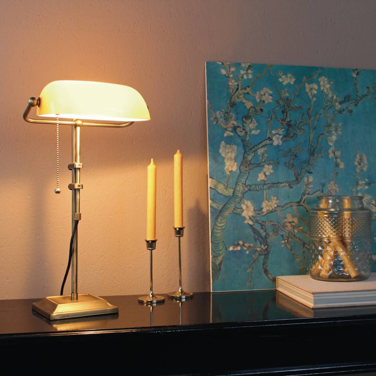 Lamponline Lightning - Meri Tafellamp 1-l. Glas - Brons