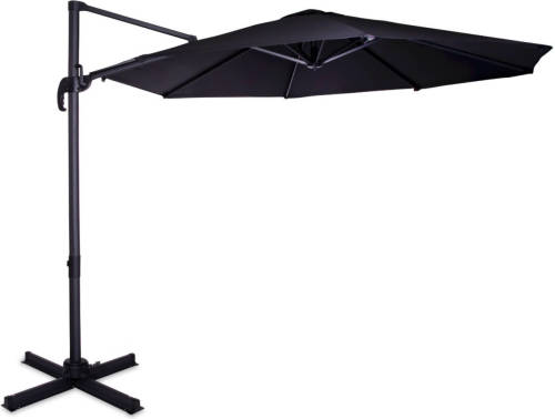 VONROC Parasol Bardolino Ø300cm - Zweefparasol - Draai & Kantelbaar - Upf 50+ Doek - Antraciet/zwart