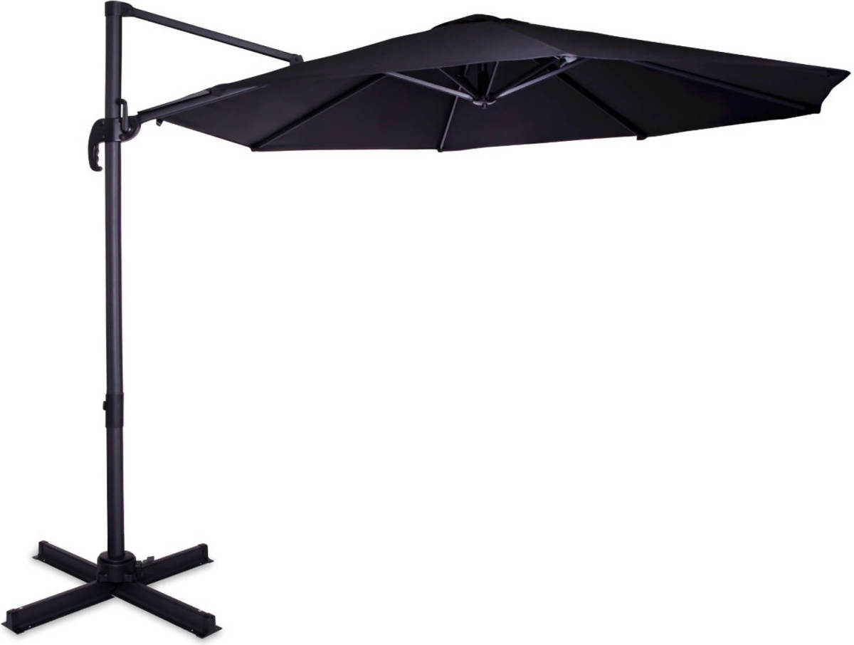 VONROC Parasol Bardolino Ø300cm - Zweefparasol - Draai & Kantelbaar - Upf 50+ Doek - Antraciet/zwart