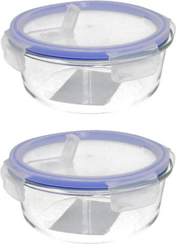 Shoppartners 3x Bewaarbakje/vershoudbakje Rond Met Deksel 970 Ml Ovenbestendig Glas - Vershoudbakjes