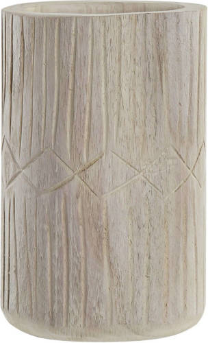 Shoppartners Bloemenvaas Van Paulownia Hout Naturel 15 X 24 Cm - Vazen