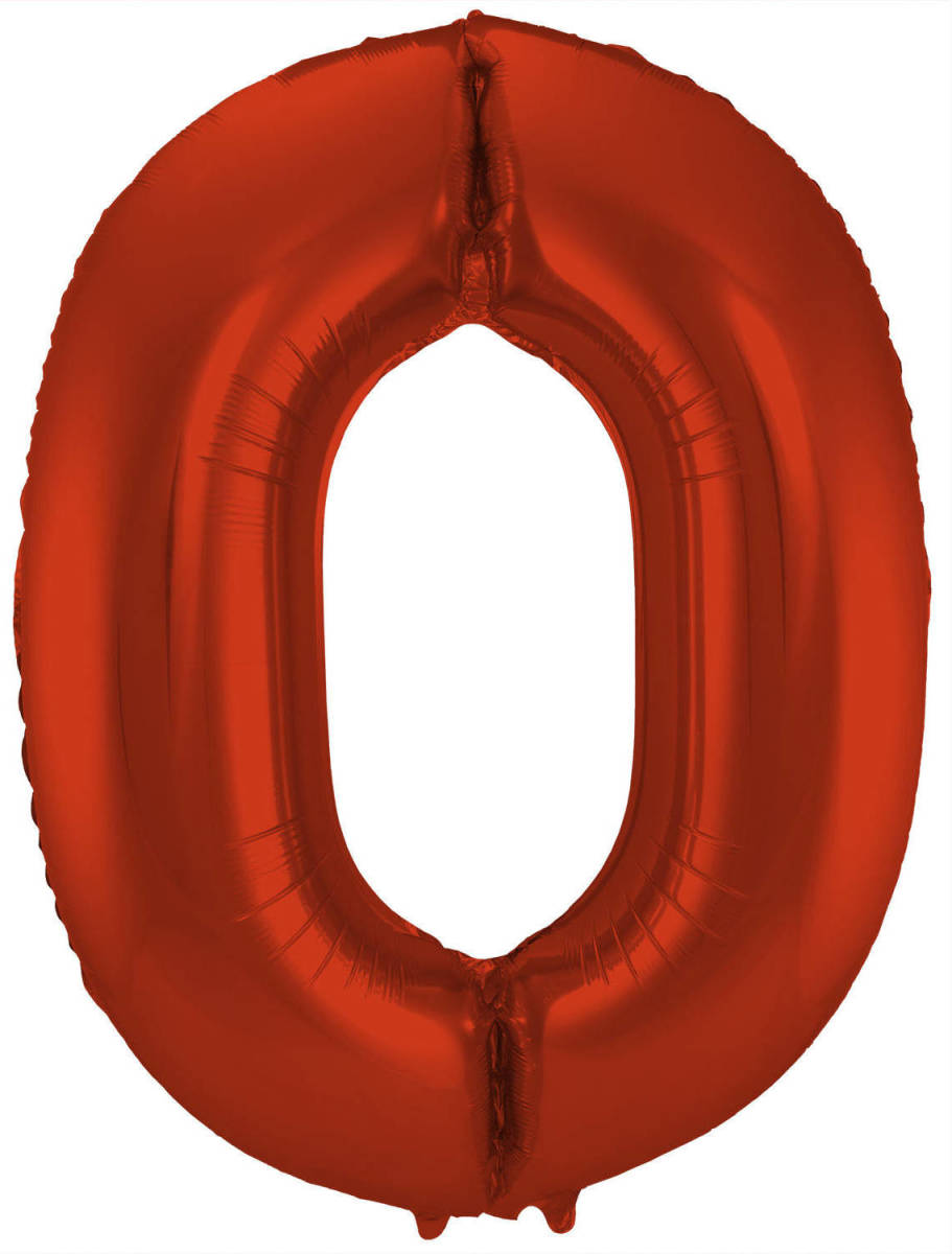Folat Folieballon Cijfer 0 Metallic Mat 86 Cm Rood
