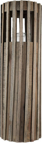 Clayre & Eef Windlicht Ø 17*54 Cm Bruin Hout Kaarsenhouder Sfeerverlichting Bruin Kaarsenhouder Sfeerverlichting