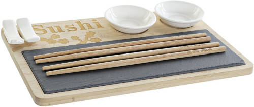 Shoppartners Bamboe Sushi Serveerset Voor 2 Personen 7-delig - Serveerschalen