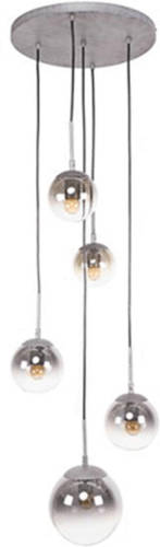Livin24 Hanglamp Lana Glas Zilver Rond Getrapt 5-lichts.