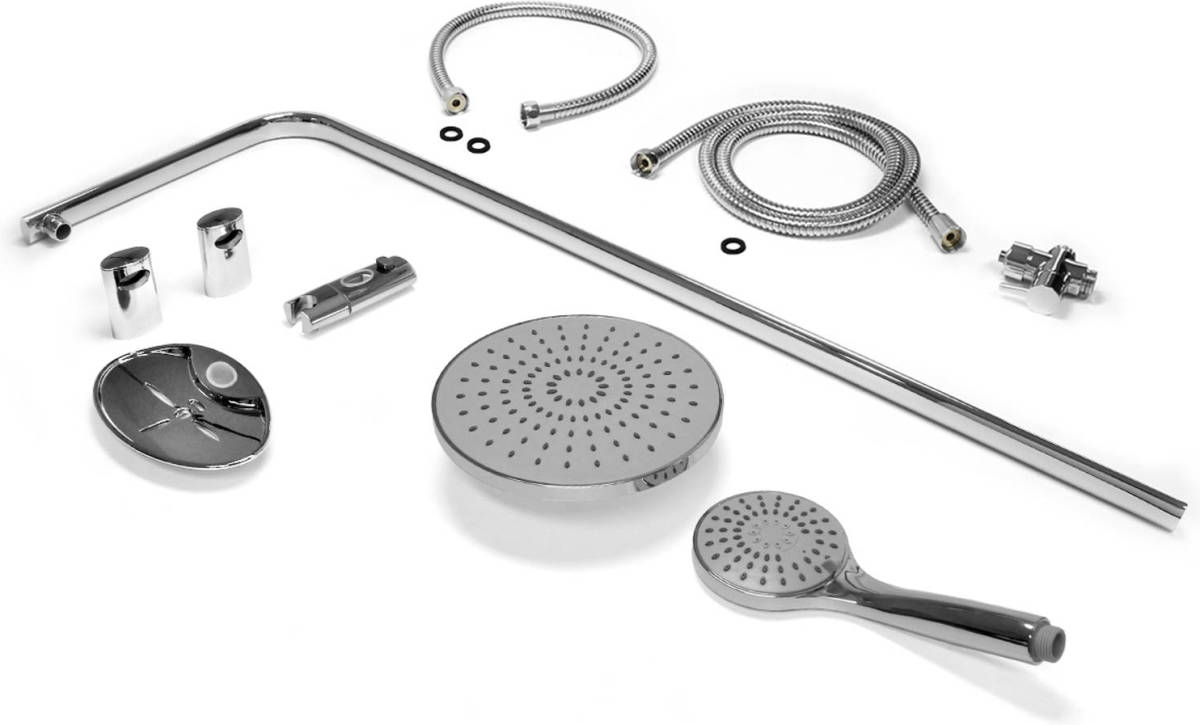ECD Germany Roestvrij Stalen Douchesysteem, Ronde Regendouchekop En Handdouche Met Anti-kalkstralen Incl. Bevestigingsmateriaal
