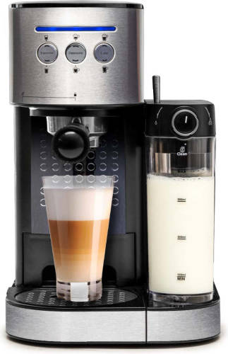 BluMill Koffiemachine - Pistonmachine - Incl. Automatische Melkschuimer - Zilver