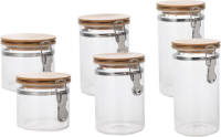 Shoppartners Set Van 6x Stuks Glazen Voorraadpotten/voorraadbussen Met Beugelsluiting 1800ml - 1300ml - 800ml - Voorraadpot