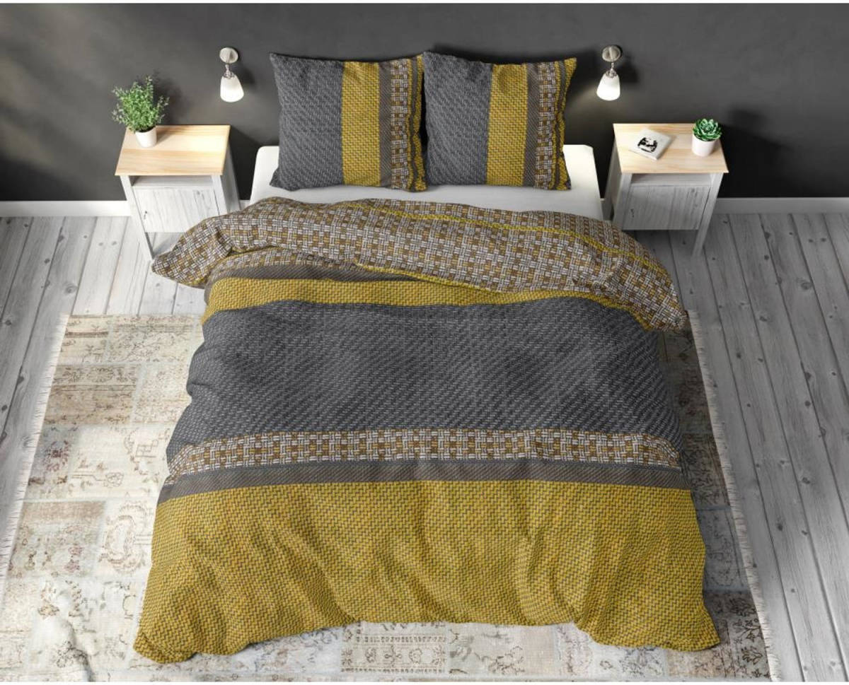 Sleeptime Dekbedovertrek -Altor - Met Knoopsluiting, Incl. Kussenslopen - Gold - 1-persoons 140 X 220 Cm + 1 Sloop