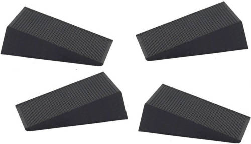 Shoppartners 4x Deurstopper / Deurwig Rubber - Zwart - 16 Mm - Wig