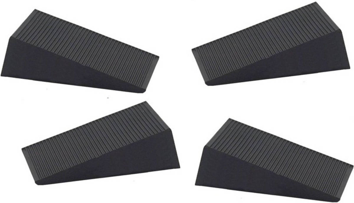 Shoppartners 4x Deurstopper / Deurwig Rubber - Zwart - 16 Mm - Wig