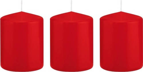 Shoppartners 3x Kaarsen Rood 6 X 8 Cm 29 Branduren Sfeerkaarsen - Stompkaarsen