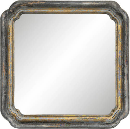 Clayre & Eef Wandspiegel 44*6*44 Cm Goudkleurig Hout Glas Vierkant Grote Spiegel Muur Spiegel Wand Spiegel Goudkleurig