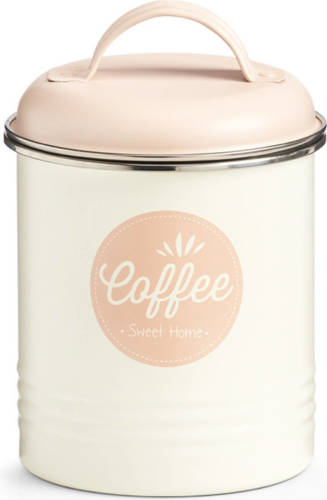 Shoppartners Wit/roze Koffie Vershoudblik 11 X 16 Cm 2 Liter - Voorraadblikken