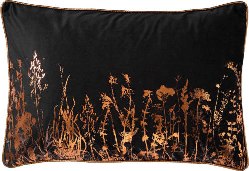 Dutch Decor Dalita - Sierkussen Met Bloemenpatroon 40x60 Cm Raven - Zwart - Zwart