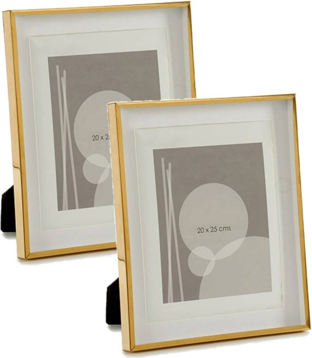 Shoppartners 2x Stuks Fotolijstjes Goud 25 X 30 Cm Geschikt Voor Een Foto Van 20 X 25 Cm - Fotolijsten