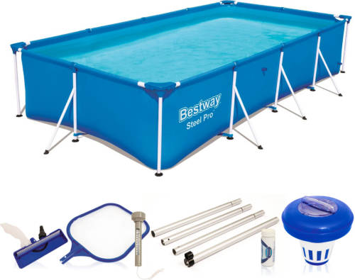 Bestway Familie Zwembad Steel Pro Incl Schoonmaakset - Opzetzwembad Met Stalen Frame - 400 X 211 X 81 Cm