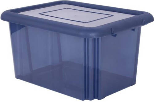 EDA Kunststof Opbergbox/opbergdoos Donkerblauw Transparant L58 X B44 X H31 Cm Stapelbaar - Opbergbox