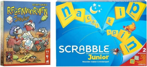 Spellenbundel - 2 Stuks - Regenwormen Junior & Mattel Scrabble Junior