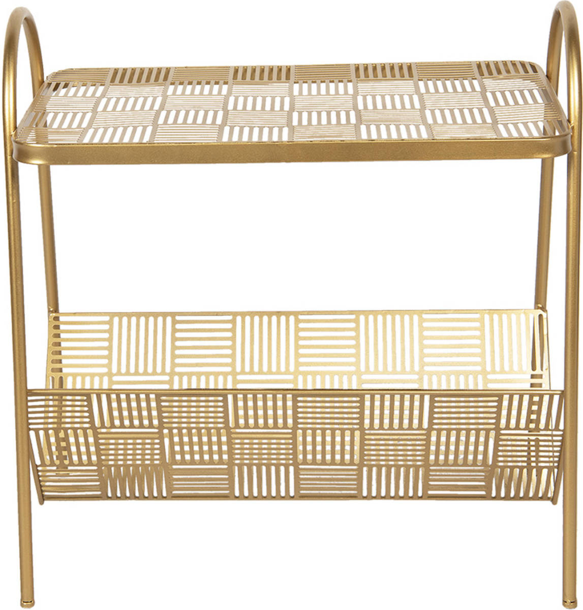 Clayre & Eef Bijzettafel 55*33*58 Cm Goudkleurig Ijzer Plantentafel Side Table Goudkleurig Plantentafel Side Table