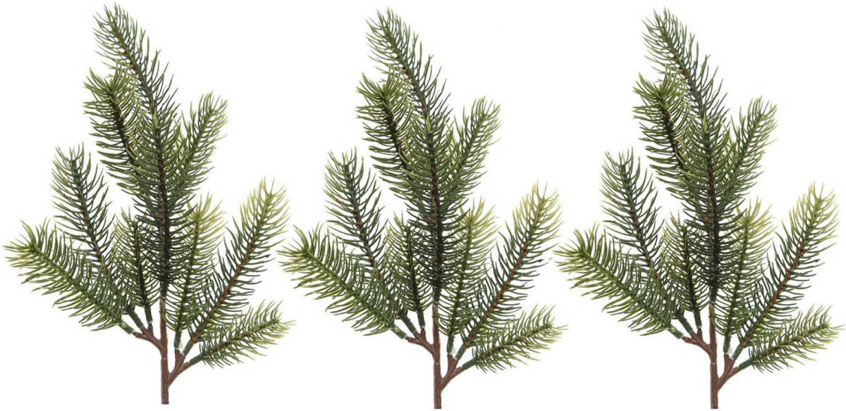 Bellatio Decorations 3x Groene Kersttakken / Dennentakjes 36 Cm Kerstversiering - Kunstplanten